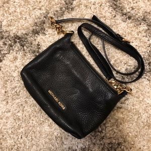 MK black crossbody with gold chains